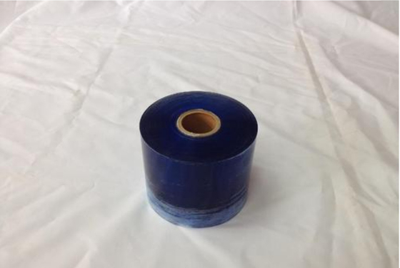 Blue PVC Packing Stretch Film Wrap Roll 35mm Width OD 230mm Brush Silk Customized